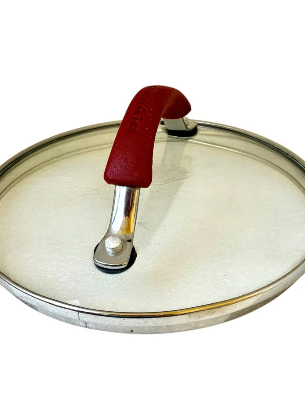 KitchenAid Brand Glass Pot LID ONLY Red Handle Replacement 6 1/8